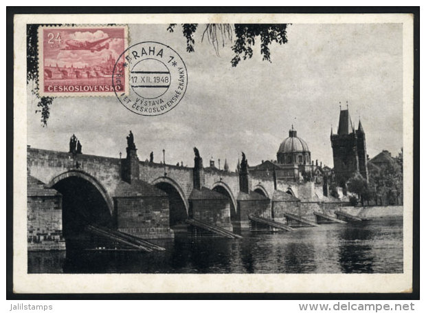 PRAGUE: Charles Bridge, Maximum Card Of DE/1948, With Light Stain Spots - Other & Unclassified