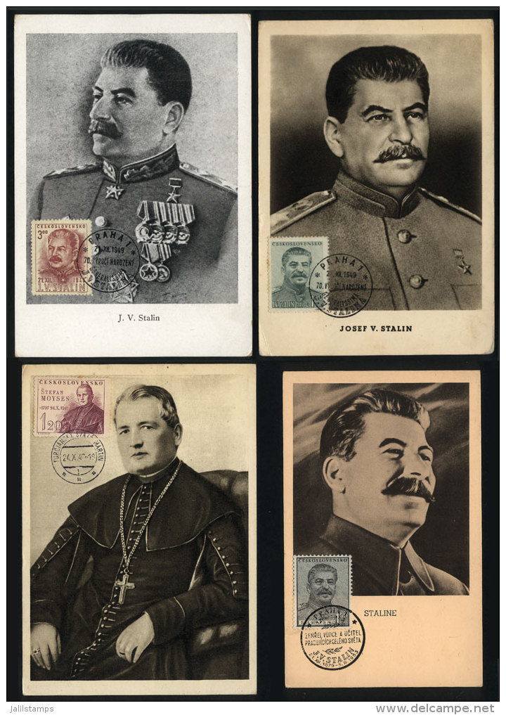 4 Maximum Cards Of 1949/53, Famous Persons: Joseph STALIN + Stefan Moyses, VF - Sonstige & Ohne Zuordnung