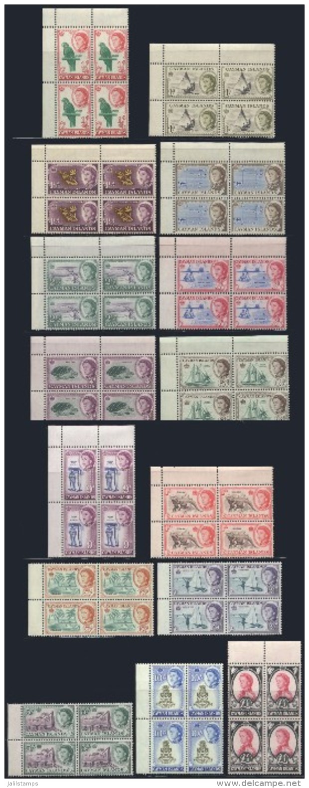 Sc.153/167, 1962 Birds, Fish, Sports And Other Topics, Complete Set Of 15 Values In Unmounted Blocks Of 4,... - Cayman Islands