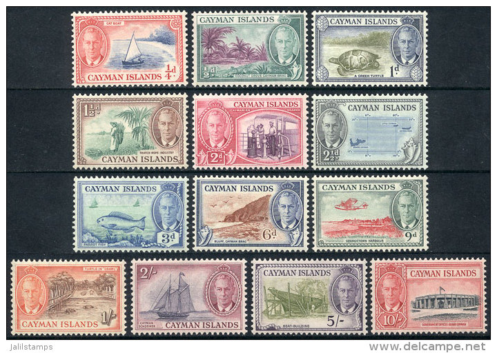 Sc.122/134, 1950 Fish, Turtles, Ships And Other Topics, Complete Set Of 13 Unmounted Values, Excellent Quality,... - Cayman Islands