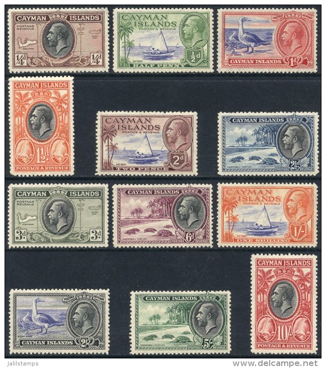 Sc.85/96, 1935/6 Turtles, Birds, Ships, Maps Etc., Complete Set Of 12 Values, Mint Lightly Hinged, Very Fine... - Cayman Islands