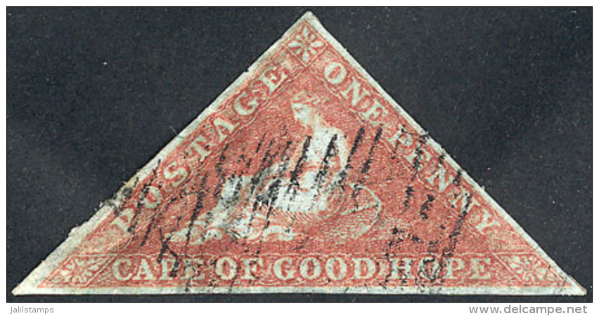 Sc.1 (SG.3), 1853 1p. Brick Red On Lightly Bluish Paper, Very Nice Example, Catalog Value US$400. - Cape Of Good Hope (1853-1904)