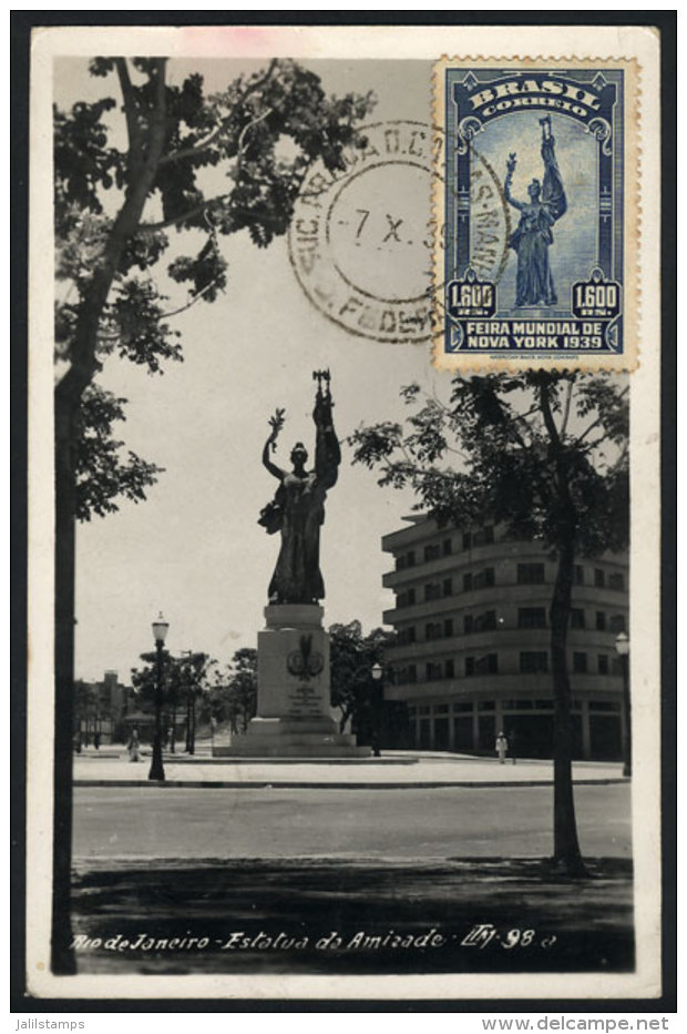 RIO DE JANEIRO: Amizade USA-Brazil Friendship Monument, Maximum Card Of OC/1939, With Minor Defects - Maximumkarten