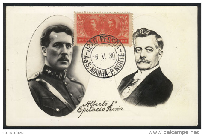 King Albert I Of Belgium And President Epitacio PESSOA, Maximum Card Of MAY/1930, VF - Maximum Cards
