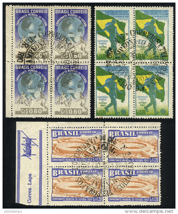 Sc.696 + C78/C79, 1950 Football World Cup, Cmpl. Set Of 3 Values With First Day Postmark, VF Quality! - Sonstige & Ohne Zuordnung