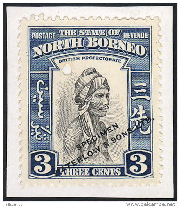 Sc.195, 1939 3c. Murut Man, SPECIMEN Of Waterlow &amp; Sons Ltd. In A Color Different From The Adopted One, With... - North Borneo (...-1963)