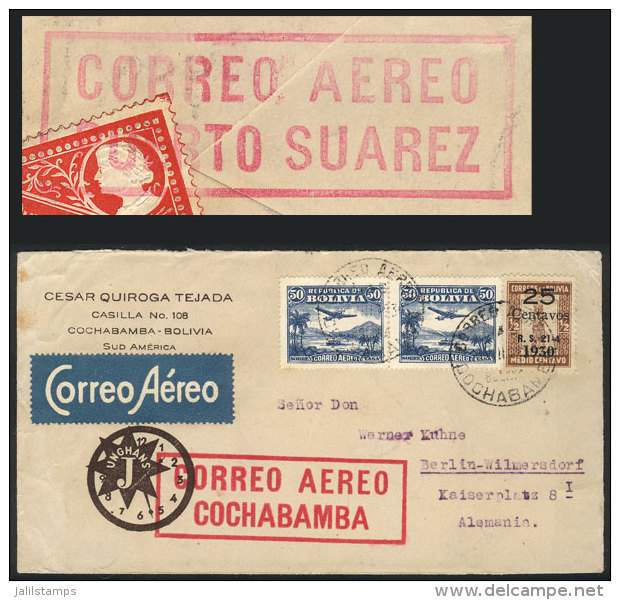 24/AU/1930: La Paz - Rio De Janeiro 3rd Flight, Cover Sent From Cochabamba To Germany, On Back It Bears A Mark... - Bolivia