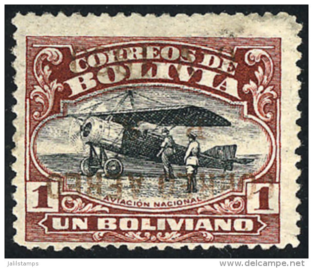 Sc.C23a, INVERTED Overprint Variety, Mint No Gum, The Overprint Is Partially Altered By Some Cleaning Treatment... - Bolivia