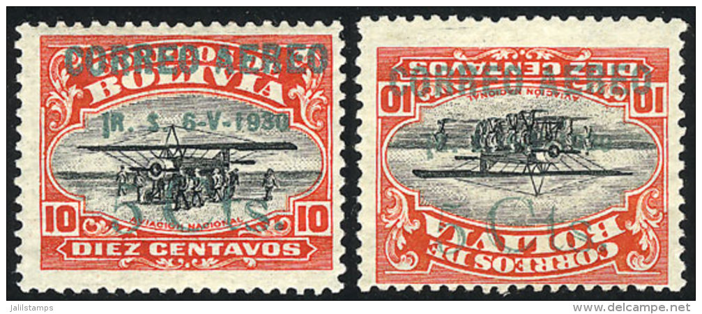 Sc.C11 + C11a, Normal And Inverted Overprints, Both With VARIETY: '1R. S. 6-V-1930' Instead Of 'R. S. 6-V-1930', VF... - Bolivia