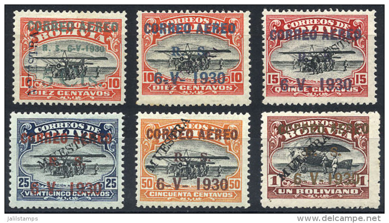 Sc.C11 + C12 + C14/16 + C18, 1930 Zeppelin, Complete Set Of 6 Values With MUESTRA Overprint, Excellent Quality,... - Bolivia