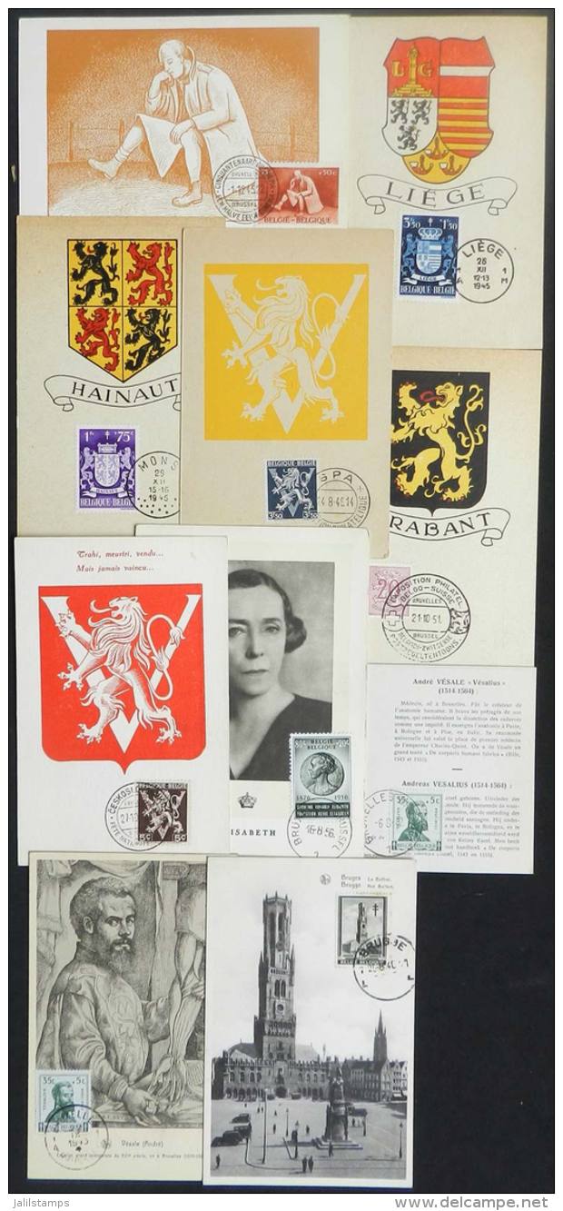 10 Maximum Cards Of 1940/55, Varied Topics: Coats Of Arms, Royalty, Famous Persons, War, Architecture, Etc., Fine... - Other & Unclassified