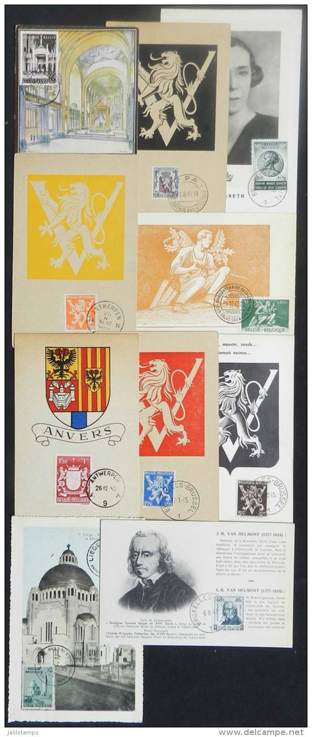 10 Maximum Cards Of 1939/56, Varied Topics: Coats Of Arms, Famous Persons, Royalty, War, Architecture, Etc., Fine... - Other & Unclassified