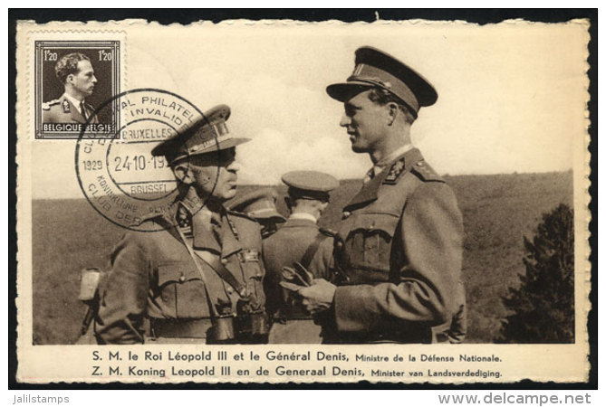 King Leopold III With General Denis, Maximum Card Of OC/1954, VF Quality - 1951-1960