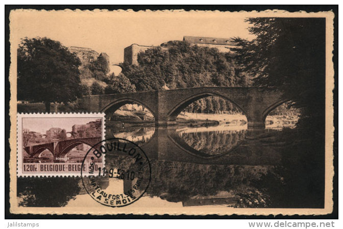 Castle Of BOUILLON And Bridge, Maximum Card Of SE/1953, VF Quality - 1951-1960