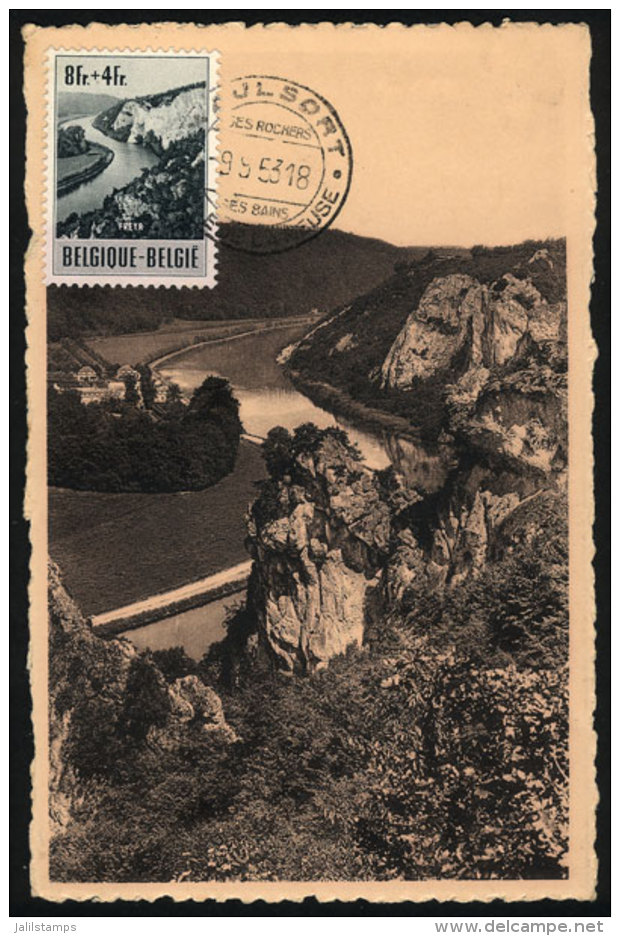 Castle Of Freÿr On The River Meuse, Landscape, Maximum Card Of SE/1953, VF Quality - 1951-1960