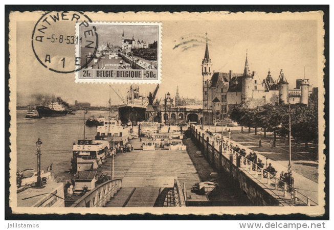 ANTWERPEN/ANVERS: Pier And Steen, Boats And Ships, Maximum Card Of AU/1953, VF - 1951-1960