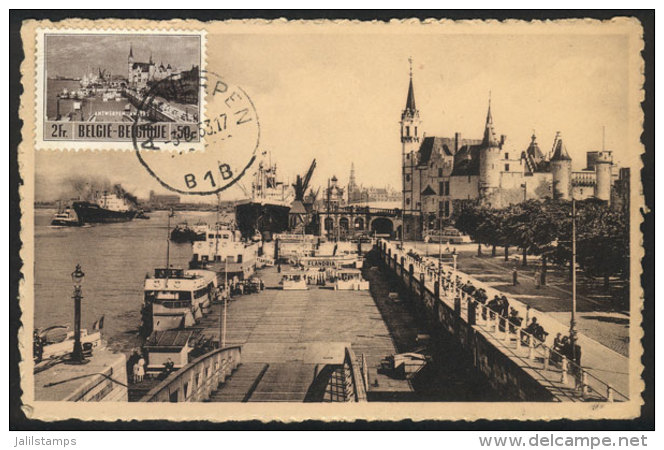 ANTWERPEN/ANVERS: Pier And Steen, Boats And Ships, Maximum Card Of AU/1953, VF - 1951-1960