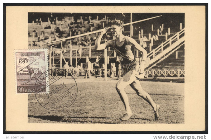 Topic SPORT, Track And Field, Javelin, Maximum Card Of AU/1950, With Postmark Of 'Seysel Stadium', VF - 1934-1951