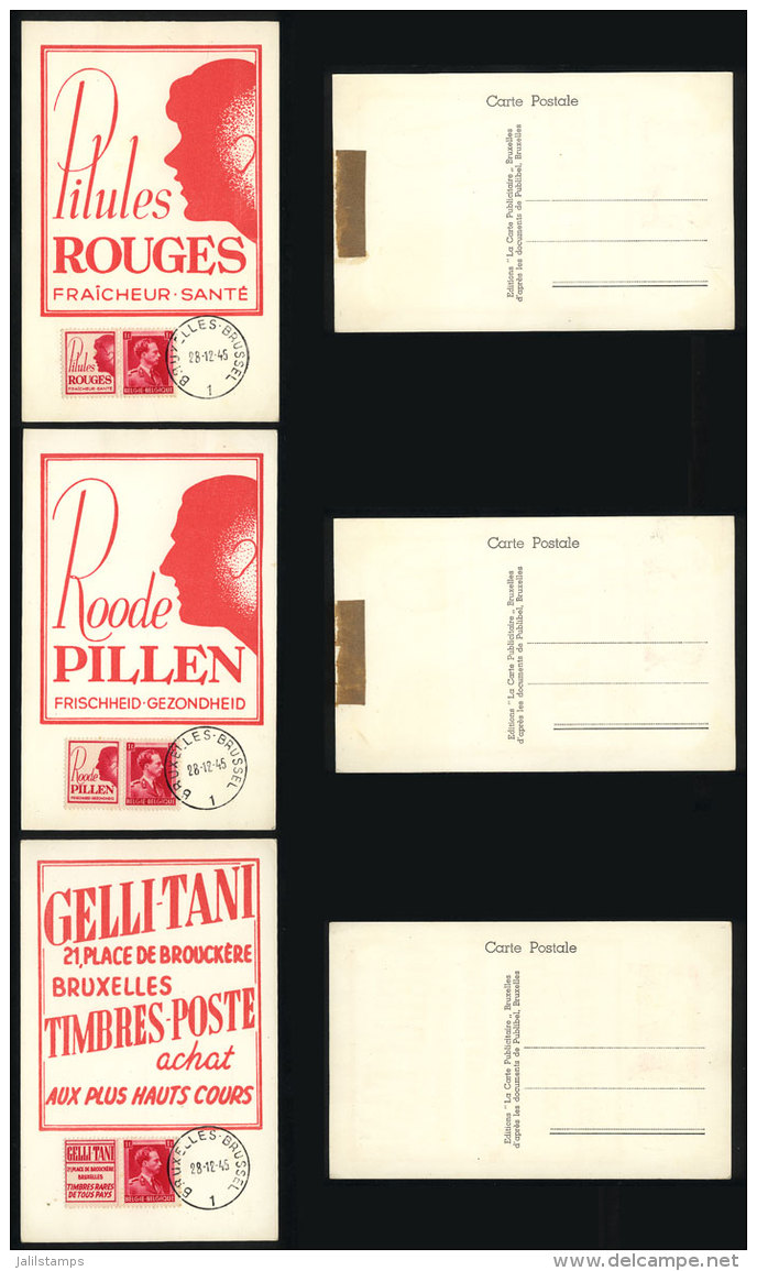 3 Maximum Cards Of DE/1945 With Advertising Stamps, VF Quality - 1934-1951