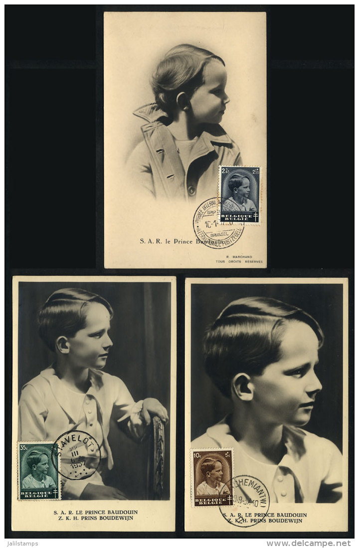 Prince Baudouin, Royalty, 3 Maximum Cards Of 1937, VF - 1934-1951