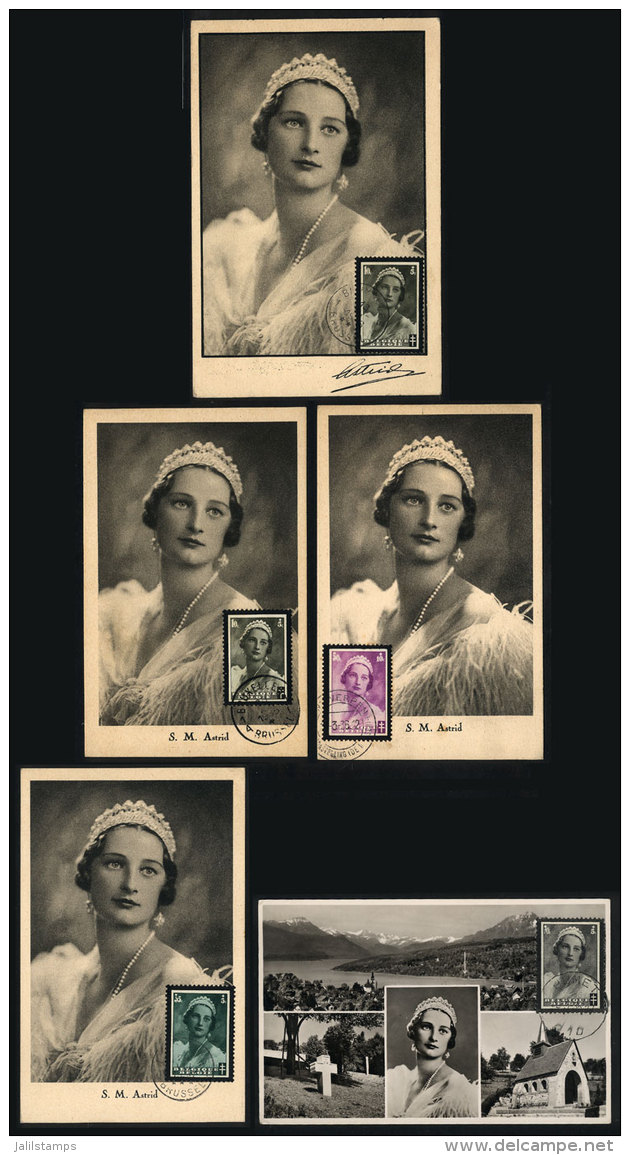 Queen Astrid, 5 Maximum Cards Of 1935/6, VF Quality - 1934-1951