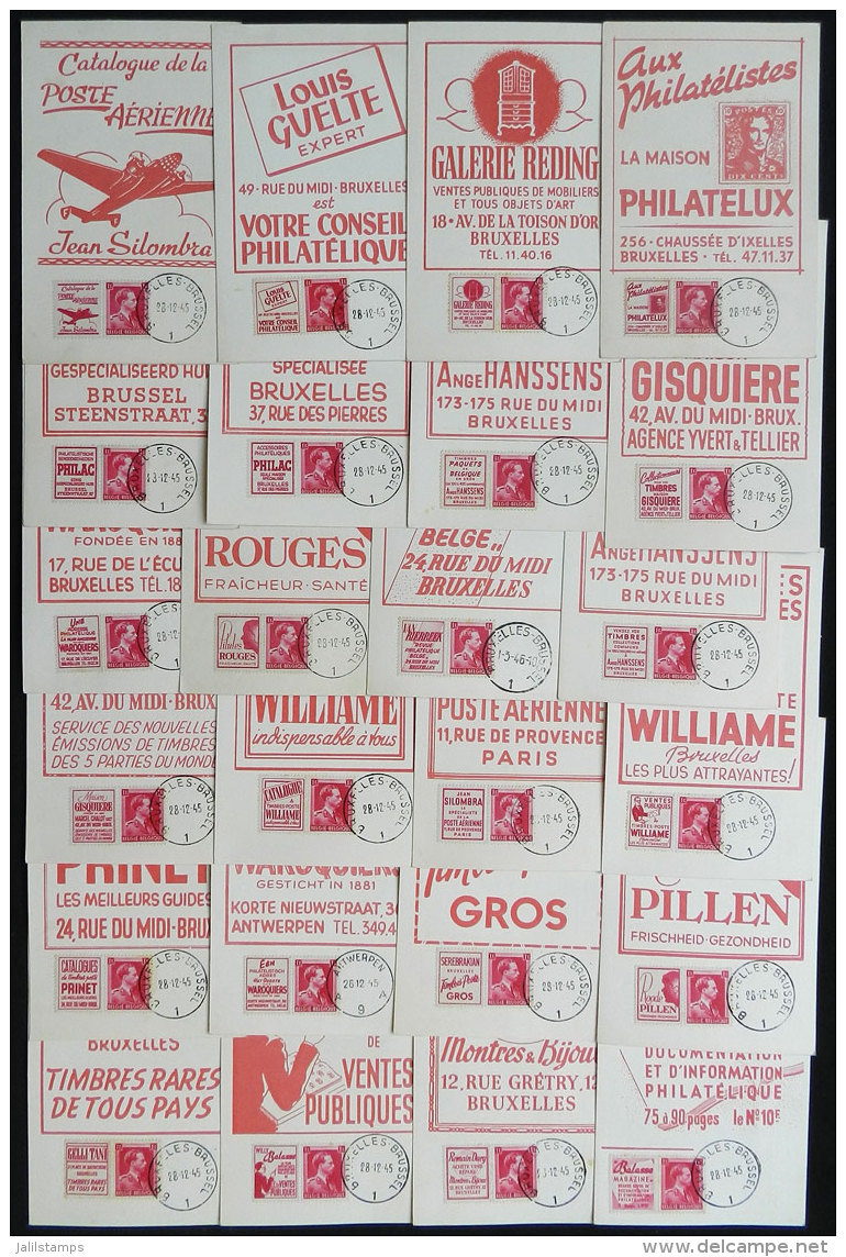 24 Maximum Cards Of 1945 (one Of 1946) With Advertising Stamps Of PHILATELIC HOUSES, Very Little Duplication, Fine... - 1934-1951