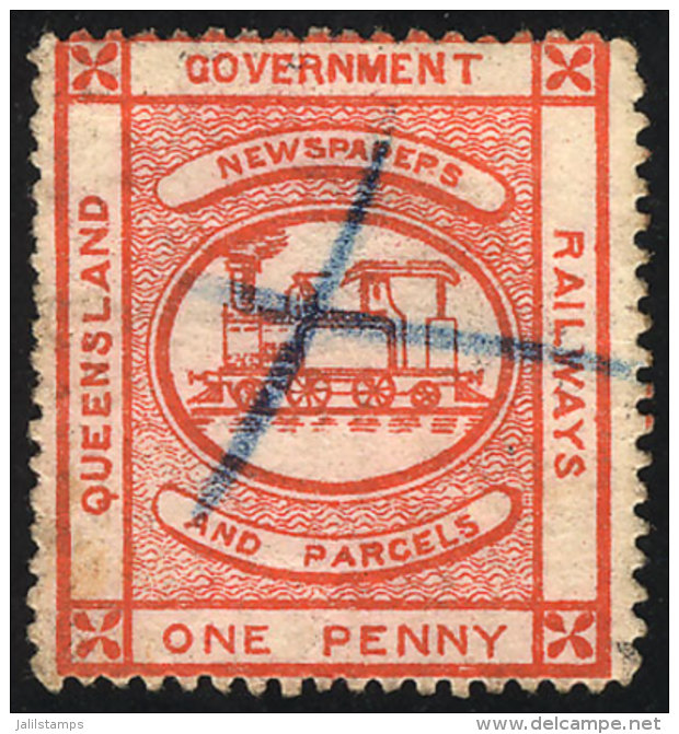 QUEENSLAND: Old Label Of 1p. For Parcels And Newspapers Posted By Train, With Some Minor Defects, Very Nice! - Other & Unclassified