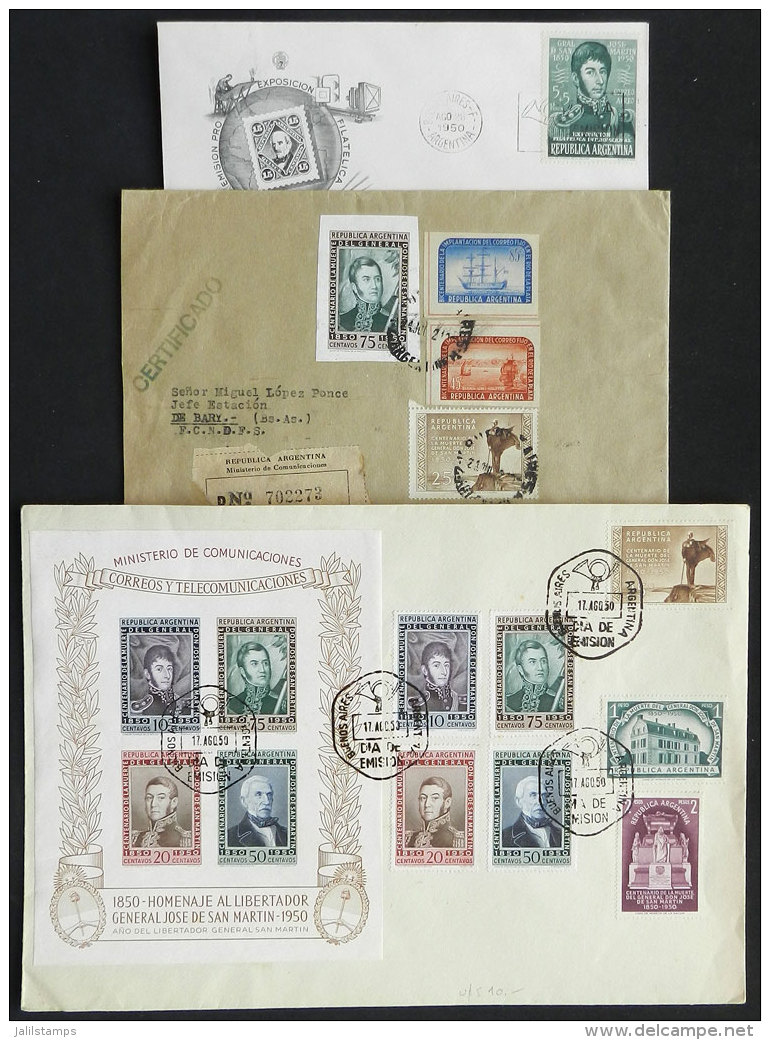 19 Covers Or Cards Of 1950/1, With Stamps Of The Issues San Martín, EFIRA, Quinquennial Plan, Etc.,... - Other & Unclassified