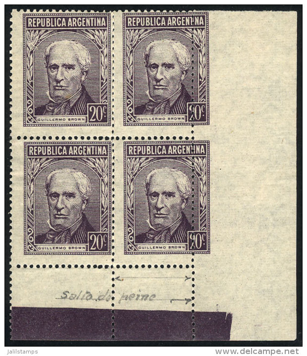 GJ.1036, Corner Block Of 4 With VARIETY: Vertical Perforations At Right Very Shifted, VF! - Sonstige & Ohne Zuordnung