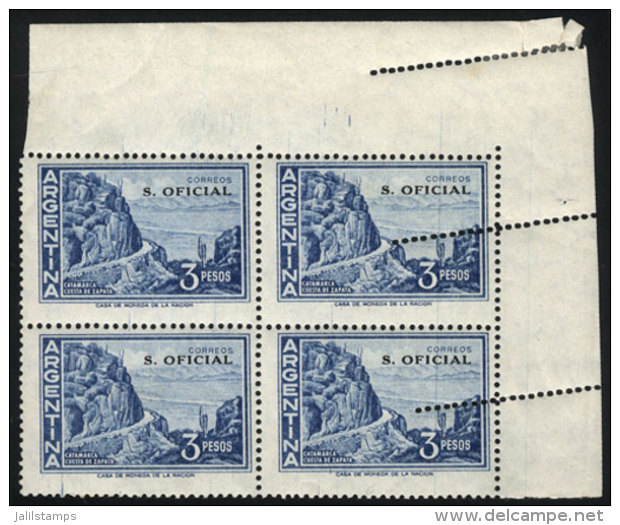 GJ.745, Corner Block Of 4 With VARIETY: Diagonal Perforation Reentry, Tiny Defects, Very Nice And Rare! - Officials