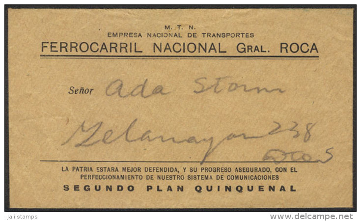 Circa 1950: Cover (telegram Included) Of The Ferrocarril Nacional Gral. Roca Telegraph Service, With Interesting... - Telegraph