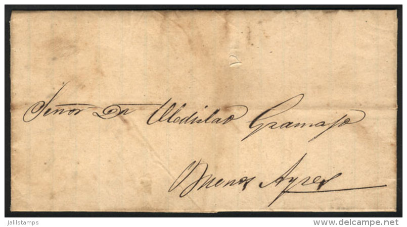 Entire Letter Dated ESQUINA 11/JA/1866, Sent To Buenos Aires Without Postage Or Postal Marks, Sent 'with Leather,... - Other & Unclassified