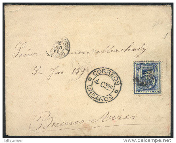 Cover (with The Original Letter) Sent From Uruguay To Buenos Aires On 15/DE/1875 Franked With 5c., And Upon... - Other & Unclassified