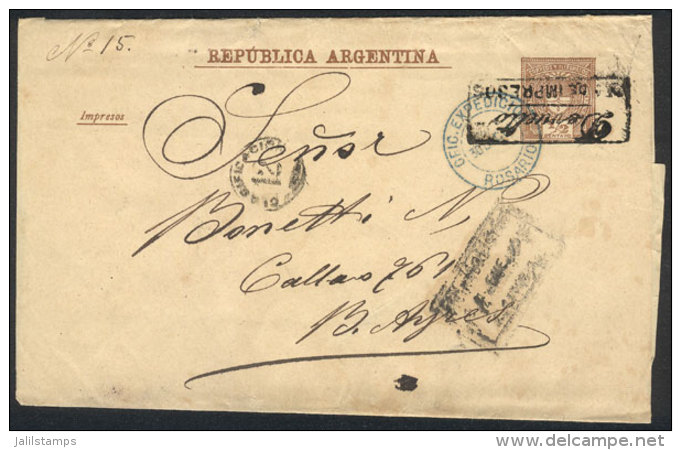 &frac12;c. Wrapper Sent From ROSARIO (blue Datestamp Of Oficina De Expedición) To Buenos Aires On... - Other & Unclassified