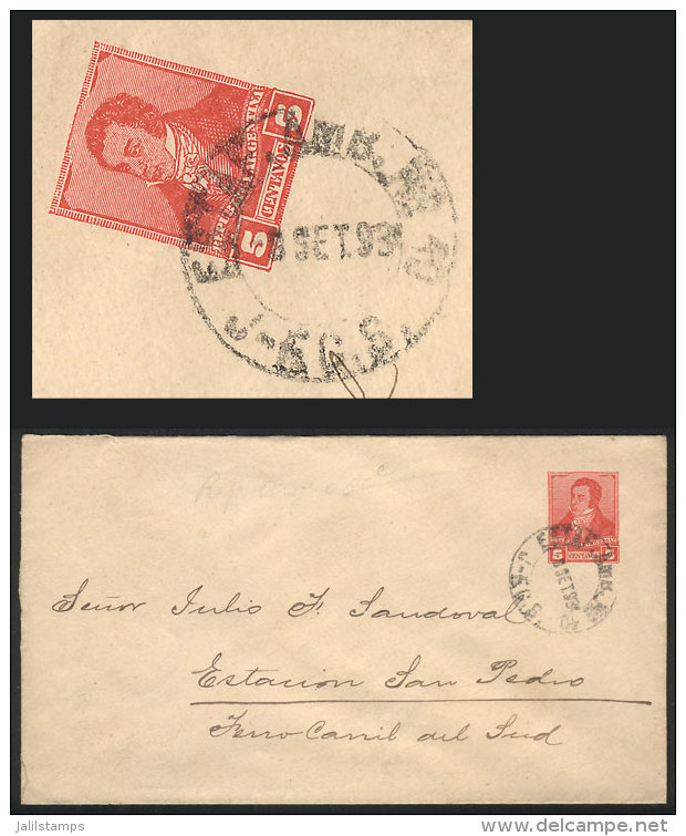 5c. Stationery Envelope Sent To San Pedro On 8/SE/1893, Cancelled 'ESTAFETA AMBULANTE N&ordm;10 - J-F.C.S.',... - Other & Unclassified