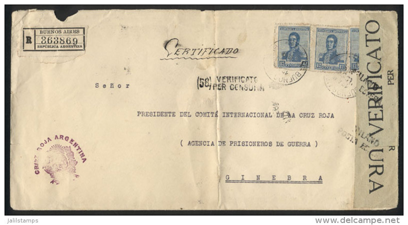 Registered Cover Sent By Red Cross Argentina From Buenos Aires To Switzerland On 17/AU/1918 Franked With 36c.... - Other & Unclassified