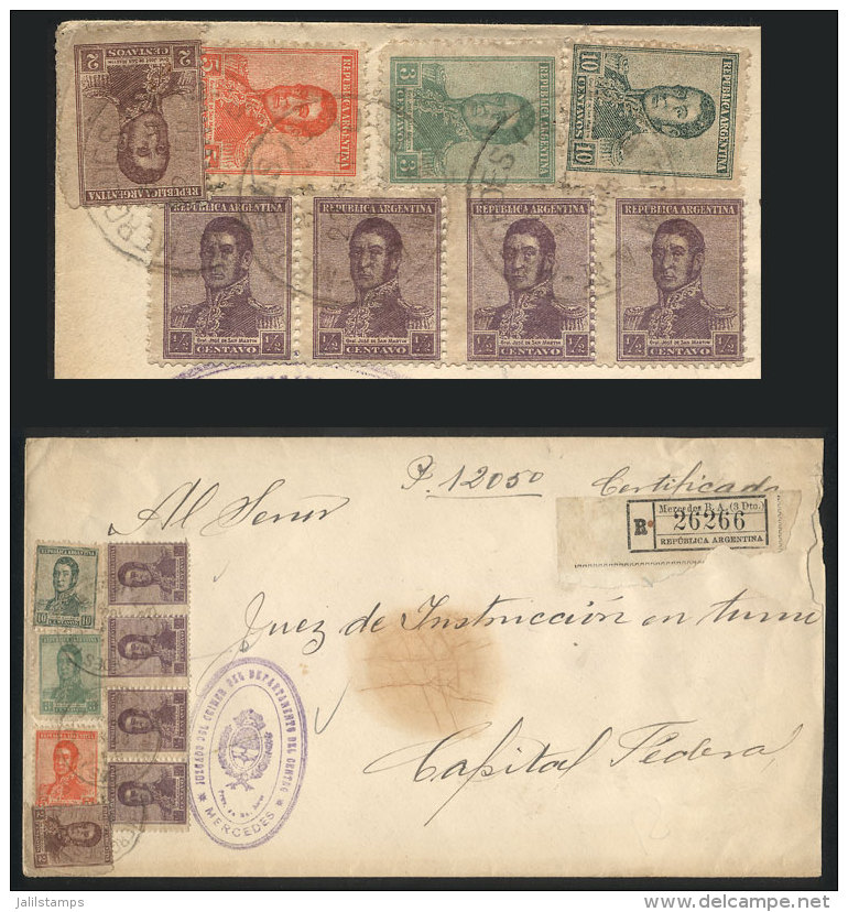 Registered Cover Sent From Mercedes To Buenos Aires On 22/SE/1919 Franked With 22c. With Stamps Of The San Martin... - Other & Unclassified