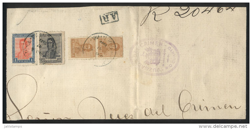 Large Fragment Of A Registered Cover Used In Rio Cuarto On 17/AU/1922, Nice Postage Of 1.52P., VF Quality! - Other & Unclassified