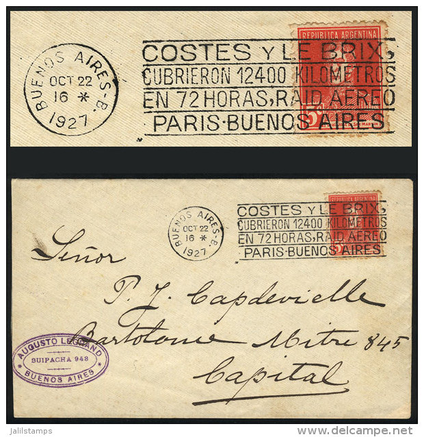 Cover Used In Buenos Aires On 22/OC/1927, With Commemorative Machine Cancel: 'COSTES And LE BRIX Flew 12,400... - Other & Unclassified