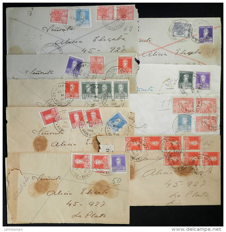 9 Covers (with The Original Letters) Mailed Between 1929 And 1931 From 25 De Mayo To La Plata (one Cover Was Posted... - Other & Unclassified