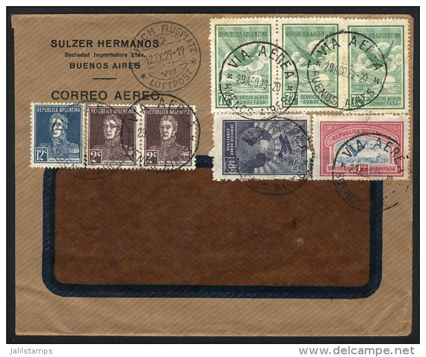 Airmail Cover Sent From Buenos Aires To Switzerland On 29/AU/1929 With Spectacular Postage Of 3.60P. By Air France,... - Other & Unclassified