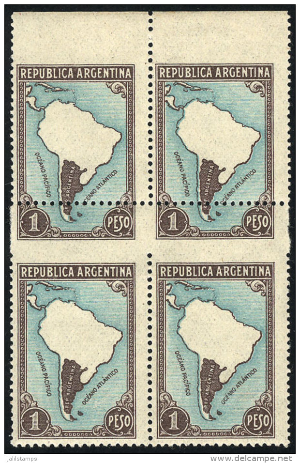 GJ.812, Block Of 4 With VARIETY: Horizontal Central Perforation With Strong Upward Shift (and The Top Sheet Margin... - Other & Unclassified