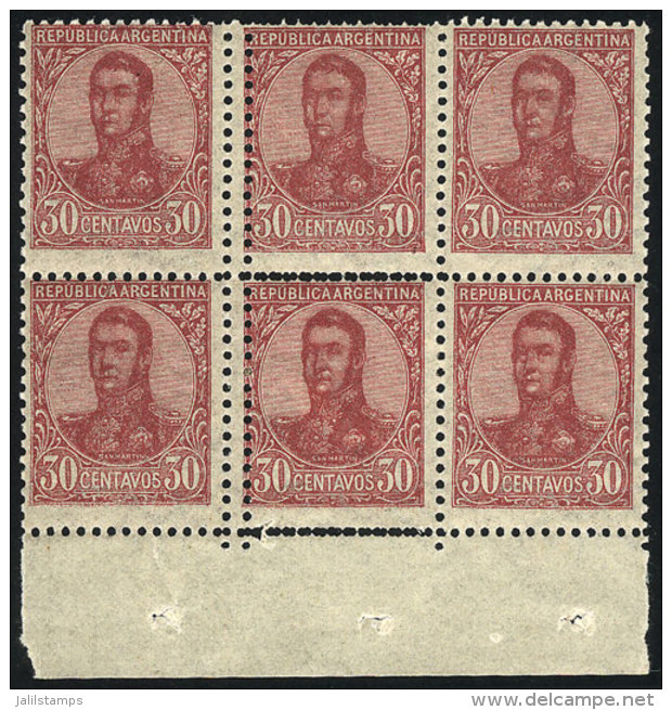 GJ.280, Block Of 6, The Central Stamps With DOUBLE Horizontal And Vertical Perforations, Excellent! - Other & Unclassified