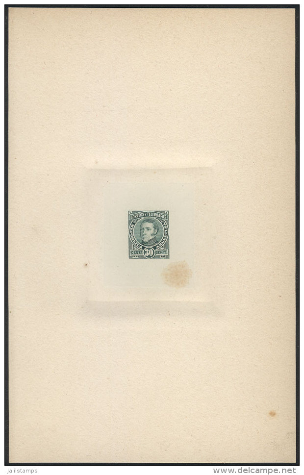 Year 1889, Sudamericana Issue, Die Proof Of An UNISSUED Value Of 30c. Dorrego In Green, 13 X 20.50 Cm, Very Fine... - Other & Unclassified