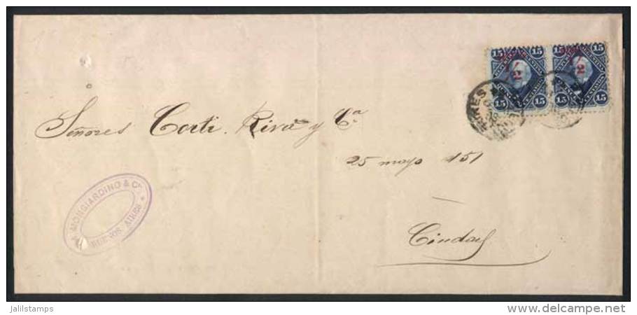 Printed Commercial Letter Used In Buenos Aires 1/JUL/1884, Franked By Pair GJ.72 (&frac12;c. On 15c. Groundwork... - Other & Unclassified