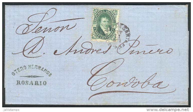 GJ.39, 10c. Belgrano, On Entire Letter Sent From Rosario To Córdoba On 11/SE/1871, Excellent Quality! - Other & Unclassified