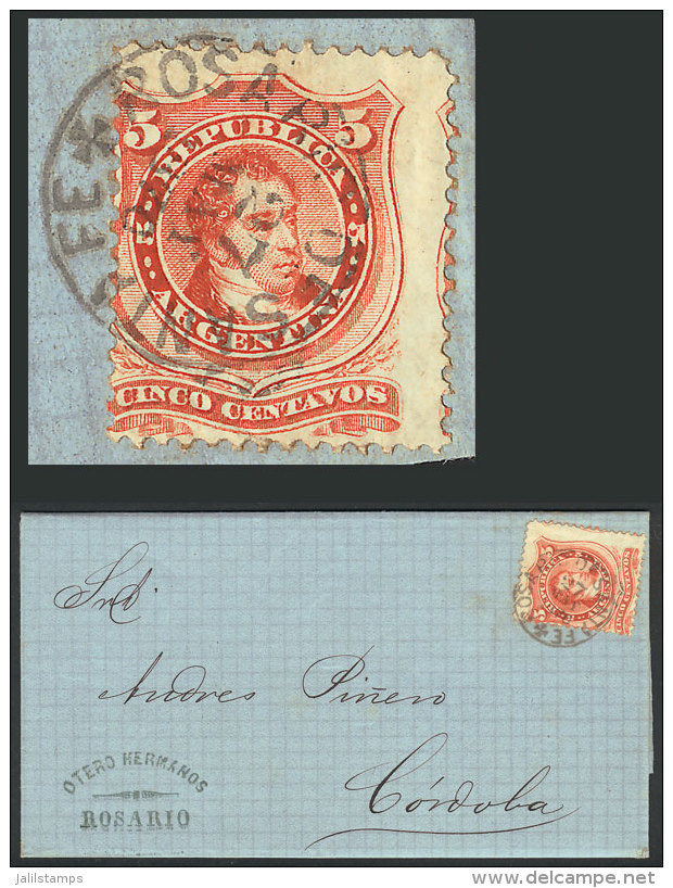 GJ.38a, 5c. Rivadavia, DOUBLE IMPRESSION Variety (very Notable At Top Left), Franking An Entire Letter Sent From... - Other & Unclassified