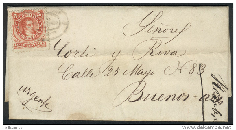 Complete Folded Letter Dated CHASCOMÚS 4/FE/1869, Franked By GJ.38, With Illegible "rococo" Cancel (as Usual... - Other & Unclassified