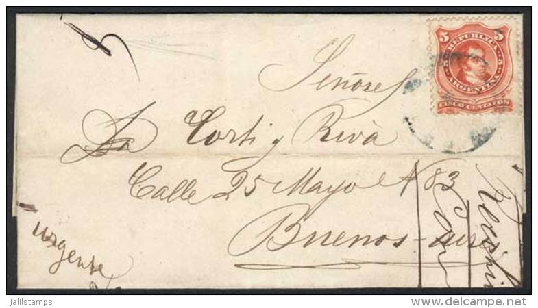 Folded Cover Dated CHASCOMÚS 31/MAY/1869, Franked By GJ.38, With Illegible Circular Cancel In Greenish-blue,... - Other & Unclassified