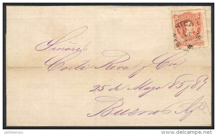 Folded Cover Franked By GJ.38, With SAN NICOLÁS Cancel Of 2/OC/1873 With Maltese Cross, VF Quality, With... - Other & Unclassified